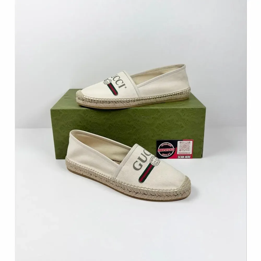 Size 42EU/9US - Gucci Canvas Logo Beige Espadrilles NEW